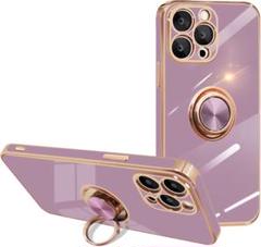 S iPhone 14ProMax ケース リング付 パープル　ゴールド