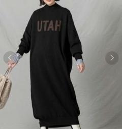 CLOCHE】クロシェ UTAH ロゴニットワンピース ブラック ロング