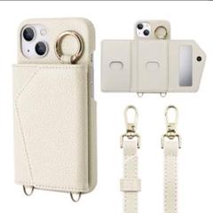 iPhone16e用スマホケース ショルダーストラップ　ミラーカード新品未使用