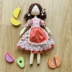 手作りの花柄ドレス人形＊手作り人形＊ハンドメイドカントリードール