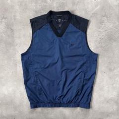 00s NIKE バイカラー Vネック ナイロンベスト レイヤードY2K テック