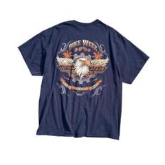 7TSM2 【GILDAN】バックプリント　鷹　Tシャツ ネイビー　古着used