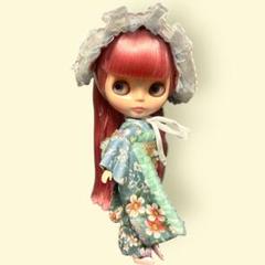 ブライス着物　ボタニカル柄着物 ブライス着物 ボタニカル柄振袖 ヘッドドレスセット - メルカリ