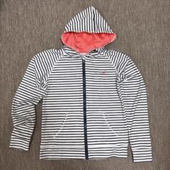 ラッシュガード160cm ボーダー キッズ 子供 フード付き ジップアップ