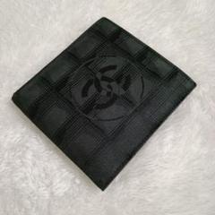 (美品)CHANEL シャネル ニュートラベルライン 二つ折り財布 ブラック 黒