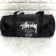 【美品】STUSSY ボストンバッグ ドラムバッグ ブラック ロゴ入り