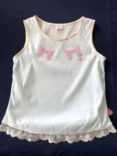 mezzo piano タンクトップ 水色 140 レース リボン メゾピアノ