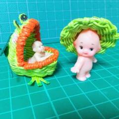 ハンドメイド ミニチュア カエルクーファン 赤ちゃん キューピーセット