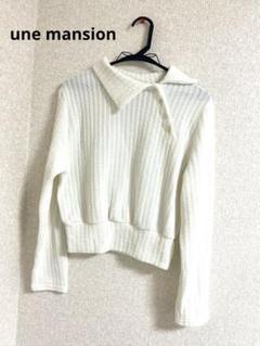 une mansion☆斜めボタンカラークロップドリブニット