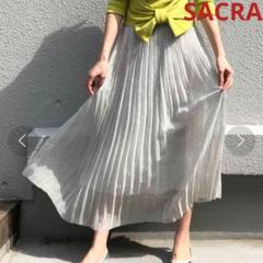 本日13日で出品終了⭐︎SACRA プリーツスカート アイボリー 38 美品】SACRA シンセティックレザー プリーツスカート 38