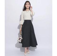 Jusglitty ジャス　キルティングフレアスカート　黒　ブラック tocco closet ひと目で美人なポケットパール付きエンボス