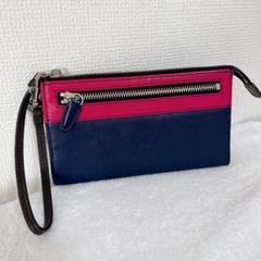 新品同様⭐️ COACH コーチ 長財布 財布 薄型 ネイビー ピンク