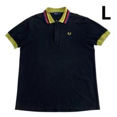 日本製 FRED PERRY 鹿の子 ポロシャツ L 黒 ワンポイント 刺繍