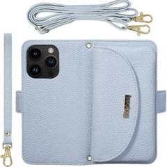 iPhone 15pro 手帳型ケース　水色