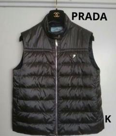PRADAスポーツ　archive シルバー　プリーツ　ダウンベスト　中綿薄手 プラダスポーツ［ PRADA ] ロゴ チェック柄 フード ダウンベスト