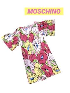 MOSCHINO フラワープリント ミニワンピース 半袖 38
