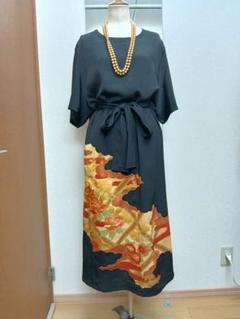 福袋安いいね半額ストア ☆552着物リメイク…黒留袖からワンピース メルカリ - ワンピース