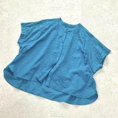 ESSEME インド製 刺繍コットン100% バンドカラー 半袖ブラウス〔XL〕のサムネイル