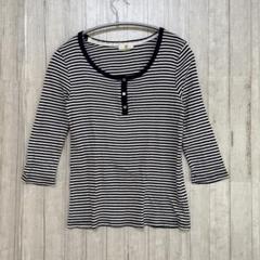 アフタヌーンティー【38】ボーダー七分丈 Tシャツ ブラック