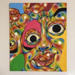H*O様 抽象画 顔の集合 油彩画 抽象画 顔 油彩 カラフル - メルカリ
