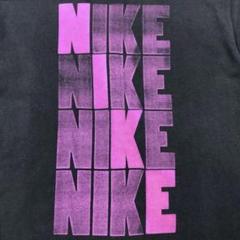 NIKE Tシャツ ゴツナイキ フロッキープリント × プリント黒×紫 M