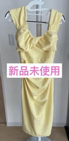 新品未使用ギャバワンピースイエロー夏キャミノースリーブワンピースM