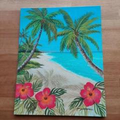 夢見多恵画　新作　一点物　原画　南国　ビーチ風景 　28×35.6×0 3