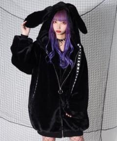 レフレム うさ耳ファーパーカー黒 即購入可 24時間以内発送 REFLEM - REFLEM レフレム うさ耳 うさぎ ファー パーカー