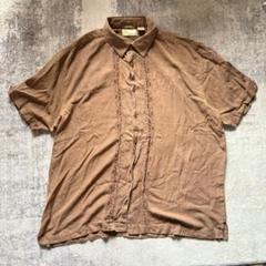 CUVAVERA キューバシャツ SILK BLEND 刺繍 古着 XL 生地感抜群】ZAVA キューバシャツ 開襟 刺繍 サテン オープン
