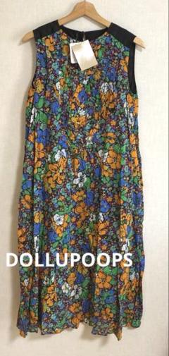 DOLLUPOOPS フラワープリントフロントポイントノースリーブワンピース DOLLUPOOPS フラワープリントフロントポイントノースリーブ