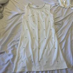 Fashion ホワイト ノースリーブ ミニワンピース S