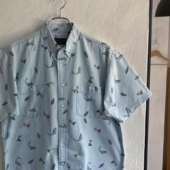 80S 黒タグ Eddie Bauer フライフィッシング 総柄 シャツ