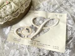 モノグラムイニシャル刺繍シート大S①フランスアンティーク