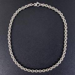 M's Collection シルバー 925 太丸チェーンネックレス 48cm 18金金メタルホイール太角ロングチェーンネックレス 太丸ロング