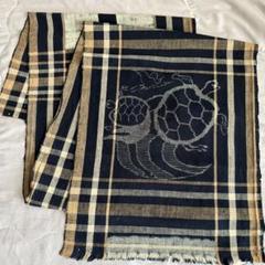 藍染　木綿　古布　鶴亀　絵絣