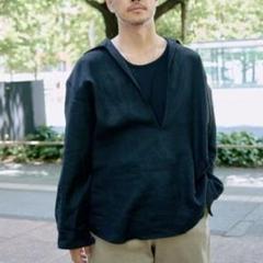 未使用級 エディフィスラブークル 23SS スキッパーシャツ リネン 黒 M 未使用級 エディフィスラブークル 23SS スキッパーシャツ リネン