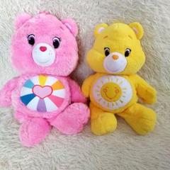 ケアベア　大きなぬいぐるみ　イエロー　ピンク　おまとめ売り ケアベア 大きなぬいぐるみ イエロー ピンク おまとめ売り