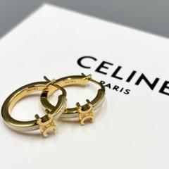CELINE トリオンフ エナメル＆ゴールドフィニッシュ イヤーカフ トリオンフ イヤカフ / エナメル＆ゴールドフィニッシュ ブラス
