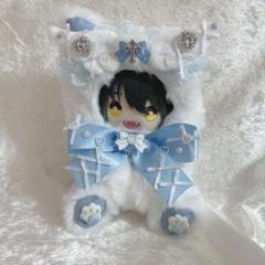【即納】 16cm おすわりぬい服 着ぐるみ 白 水色 猫耳