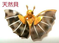 【新品未使用】天然貝　蝶　ブローチ　約4.5×3cm