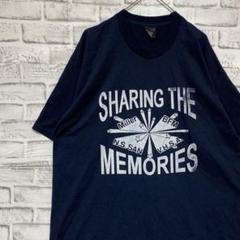 USA製90sヴィンテージTシャツ！シングルステッチ　ネイビー半袖古着XL 18