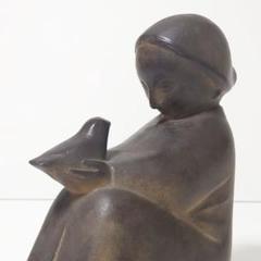 【希少・良品】山本正道作 鳩と少女 彫刻 骨董品 オブジェ ビンテージ 希少・良品】山本正道作 鳩と少女 彫刻 骨董品 オブジェ