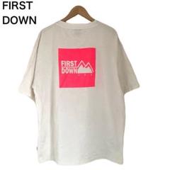 ファーストダウン　Tシャツ　半袖　メンズ　ボックスロゴ　プリント　アウトドア　L