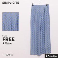 ★美品★ SIMPLICITE パンツ　ストレート　センタープレス　レース素材