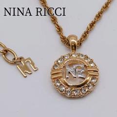 NINA RICCI ヴィンテージ ゴールド ネックレス ロゴ ラインストーン
