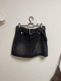 ブラックデニムミニスカート ベルト付き SHEIN