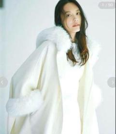 美品　カシミヤ　SAGA FURS 毛皮ポンチョ M-L フォックス　ラビット 30％OFF】【会員割引適用無し】日本製 カシミヤ 100％ SAGA