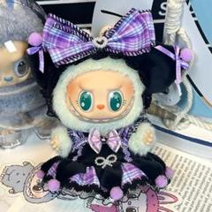 【専用】№01-003 おめかし　パープルリボン　ドレス　１６cm　ぬい服 新 発売ハンドメイド・手芸 - 【専用】№01-003 おめかし