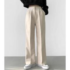 【新品】裏起毛ツータックワイドフィットスラックス アイボリー
