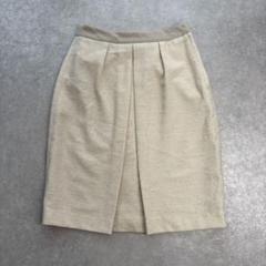 タグ付き ナノユニバース ツイードスカート タックSK ベージュ 36